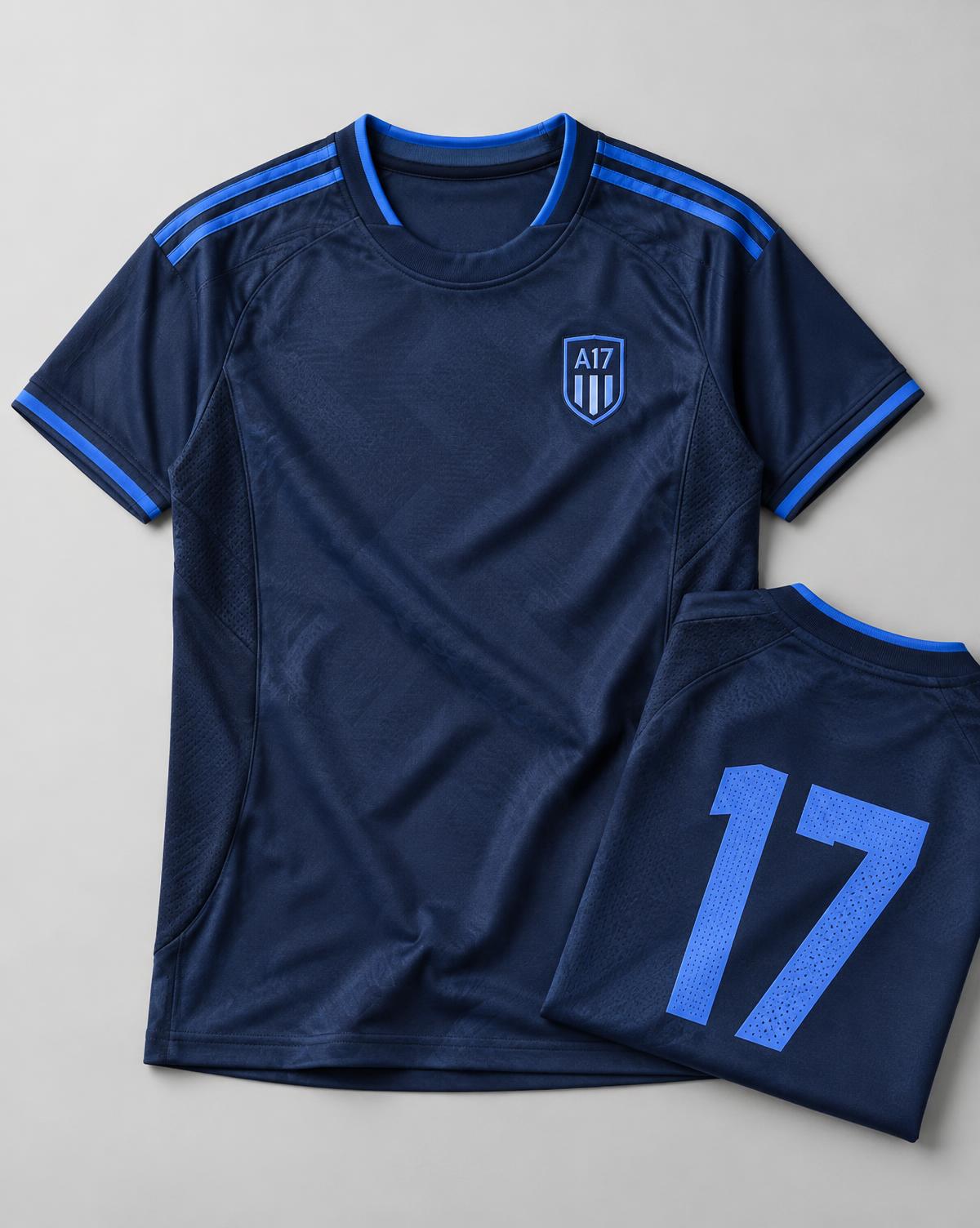 Signature 17 match-spec jersey in navy with electric blue trim